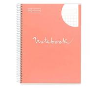 Cahier - A4 (21x29,7cm) - Petits carreaux - 80 pages - couverture rigide rose - spirale - Notebook Miquelrius