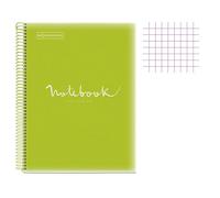 Cahier A4 à spirales Miquelrius vert - 120 pages petits carreaux 5x5