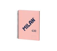 MILAN Cahier A4 série 1918 – Ligné, 80 feuilles, couverture rigide à spirales – Rose