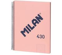 MILAN Cahier A4 série 1918 – Ligné, 80 feuilles, couverture rigide à spirales – Rose