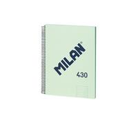 MILAN Cahier A4 série 1918 – à spirales, ligné, 80 feuilles, couverture rigide – Vert