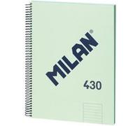 Cahier - A4 - Avec spirales - Lignes - 80 feuilles - Couverture rigide - Vert Vert
