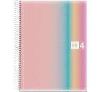 Cahier A4, Quadrillé 5 Mm, 120 Feuilles De 70 G/M², 4 Bandes Colorées, Spirale Micro-Perforée, Couverture En Polypropylène, 4 Trous, Notebook A4 Aurora West Bay