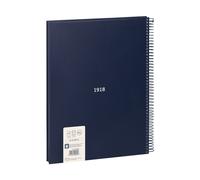 Cahier - A4 - Spirales - Petits Carreaux - 80 Feuilles - Couverture Rigide - Bleu