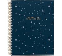 Cahier A5 (148 X 210 Mm), Rayures Horizontales 7 Mm, 100 Feuilles De 70 G/M², Couverture En Carton Avec Détails Dorés, 4 Bandes Colorées, Spirale Cuivre, Collection Midnight Secrets