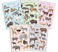 Cahier A5/32K PP à carreaux Animaux (5 pcs)