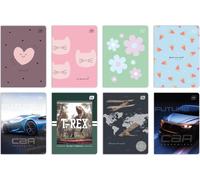 Cahier A5 coloré 32 pages en ligne - idéal pour l'école et le bureau, designs créatifs INTERDRUK, emballé en 10 pièces Choisissez la qualité et le style pour chaque élève