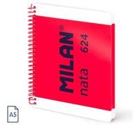 Cahier - A5 - Petits carreaux - Spirales - 80 feuilles - Couverture rigide - Rose