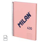 Cahier - A5 - Petits Carreaux - Spirales - 80 Feuilles - Couverture Rigide - Rose
