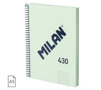 Cahier - A5 - Petits Carreaux - Spirales - 80 Feuilles - Couverture Rigide - Vert