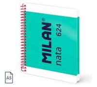 MILAN® Cahier A5 à spirale avec couverture rigide, papier quadrillé, 80 feuilles 95 g/m², collection Nata®, vert