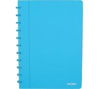 Atoma - Cahier A4 à Anneaux - Ligné 8mm avec Marge - 72 Feuilles Détachables (144 Pages) - Couverture en Polypropylène Recyclable - Turquoise Transparent 23810