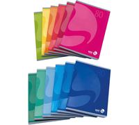 Cahier Attention! Format A5 (14,8 X 21 Cm) - Rigatura Q - Carreaux Avec Marges - Papier 80 G/M² - Couleurs Assorties - Paquet Composé De 12 Pièces