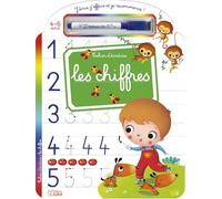 Cahier chiffres 4 ans - Les chiffres de 1 à 12 - Cahier effaçable avec feutre et gomme, apprendre à écrire les nombres, quantités et premières additions
