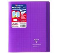 Clairefontaine Cahier agrafé Koverbook 951405C – 17x22 cm, 96 pages, grands carreaux, violet