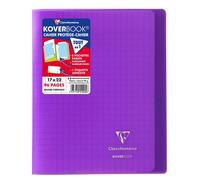 Clairefontaine Cahier agrafé Koverbook 951405C – 17x22 cm, 96 pages, grands carreaux, violet