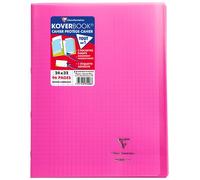 Clairefontaine Cahier agrafé Koverbook 981408C - 24x32 cm, 96p grands carreaux, 90 g - Rose polypro