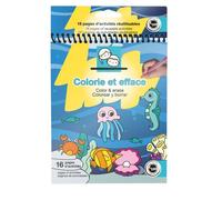 Cahier Coloriage et activités magique réutilisable - Sous la mer - 16 pages - 14,3 x 17,8 cm - effaçables à l'eau -