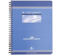 Cahier - CONQUERANT - 17x22 cm - 180 pages - 70 g/m² - Grands carreaux Seyès