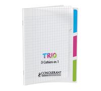 Conquerant Cahier polypro CLASSIQUE Trio 3 en 1 - 170 x 220 mm, 96 pages Seyès, 90 g