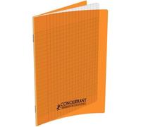 Conquérant Cahier 47515 – Piqûre, Couverture polypropylène rigide transparente A5+ Orange
