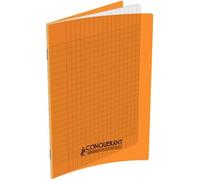 Conquerant Cahier 35605 Classique A5+ – Couverture Polypropylène Rigide Transparente, Papier Orange