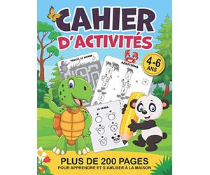 Cahier d'activités + de 200 pages pour apprendre et s'amuser à la maison: Jeux et exercices ludiques et éducatifs | De 4 à 6 ans | MS GS CP | 20 ... magiques, points à relier, calculs etc…