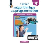 Cahier d'algorithmique et de programmation 4e (2018) - Cahier élève Cahier de l'élève - Dominique Sauzeau - Delagrave - broché - Scolaire / Universitaire