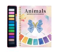 Cahier D'Aquarelle | 12 Couleurs De Peintures Et Pinceau Avec - Livre de Pratique de Peinture à l'Aquarelle - Pour Exercices d'Art, Journal Créatif, Femmes, École, Voyage,