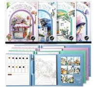Cahier d'aquarelle - Kit de papier aquarelle - Livre de coloriage familial - Coffret aquarelle pour adultes - Livre d'aquarelle