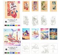 Cahier d'aquarelle - Livre d'aquarelle - Kit de peinture pour débutants-Papier aquarelle - Livre de dessin à l'aquarelle - Kit