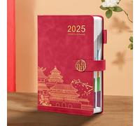 Cahier De 365 Jours 03/Calendrier 2025,Liste De Contrôle D'auto-Discipline,Agenda,Évaluation De Travail Et D'étude,Fournitures De Bureau -Rouge