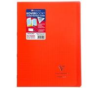 Cahier piqué Koverbook Clairefontaine - A4 21 x 29,7 cm - grands carreaux - 96 pages - rouge