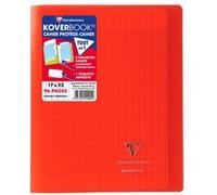 Clairefontaine 951404C Un Cahier Agrafé Koverbook Rouge - 17x22 cm - 96 Pages Grands Carreaux - Papier Blanc 90 g - Couverture Polypro