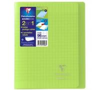 Clairefontaine 951403C Un Cahier Agrafé Koverbook Vert - 17x22 cm - 96 Pages Grands Carreaux - Papier Blanc 90 g - Couverture Polypro