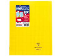 Clairefontaine 981406C Un Cahier Agrafé Koverbook Jaune - 24x32 cm 96 Pages Grands Carreaux Papier Blanc 90 g - Couverture Polypro