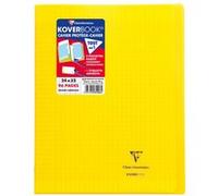 Clairefontaine 981406C Un Cahier Agrafé Koverbook Jaune - 24x32 cm 96 Pages Grands Carreaux Papier Blanc 90 g - Couverture Polypro