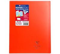 Clairefontaine 981404C Un Cahier Agrafé Koverbook Rouge - 24x32 cm 96 Pages Grands Carreaux Papier Blanc 90 g - Couverture Polypro