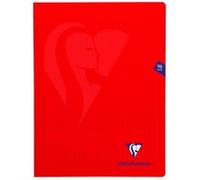 Clairefontaine 333361C Un Cahier Agrafé Mimesys Rouge - 24x32 cm - 96 Pages Grands Carreaux - Papier Blanc 90 g - Couverture Polypro