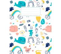 cahier de brouillon 17x22 96 pages: petit format | Grands carreaux seyes | Parfait pour écrire en écriture cursive | couverture animaux mignons: lapins, baleines, éléphants