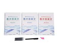 Cahier de calligraphie de style Hengshui anglais, cahier d'exercices d'écriture à rainures réutilisables pour enfants étudiants avec étui à stylo et 6 recharges
