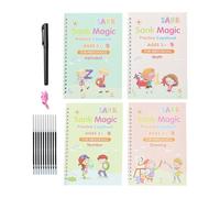 Cahier de calligraphie pour enfant - 4 pièces - Cahier d'alphabet avec fentes pour apprentissage précoce - Préscolaire maison, école, salle de rèche, jardin d' et voyage