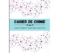 Cahier de chimie organique et biochimie: Ensemble de doubles pages en vis-à-vis : une page à quadrillage hexagonal & une page moitié lignée- moitié ... 8,5 x 11 pouces / 21,6 x 27,9 cm) |120 pages