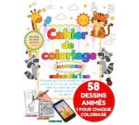 Cahier de coloriage enfant dès 1 an: Mon premier gros livre de coloriage pour bébé et enfant de 1 à 4 ans avec des dessins simples aux contours épais pour apprendre à colorier sans dépasser