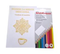 Cahier de coloriage pour adultes avec crayons de couleur - Kit créatif de relaxation et pause consciente - Idéal comme cadeau