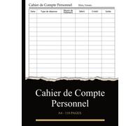Cahier de Compte Personnel: Tenez vos comptes et gérer vos finances avec ce carnet de compte pour gérer le budget personnel ou familial
