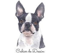 Cahier de dessin: 7'' x 10'' | Cahier pour croquis, dessins, aquarelle, peinture | 121 pages blanches | Pour artistes confirmés ou débutants | Chien Boston Terrier |