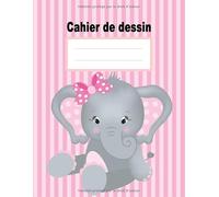 Cahier de dessin: Carnet de dessin pour enfants âgés entre 3 et 5 ans-pages blanches-grand format pour apprendre à dessiner-Animal-Éléphant (21.59 x 27.94 cm).