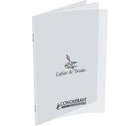 Cahier de dessin CONQUERANT polypro incolore 17x22 uni 90g 32p G
