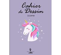 Cahier de dessin licorne: v1-1 grand cahier de dessin pages blanches pour fille | Carnet de croquis dessin schémas coloriage | 100 pages | 21,59cm x 27,94cm | mauve étoile licorne